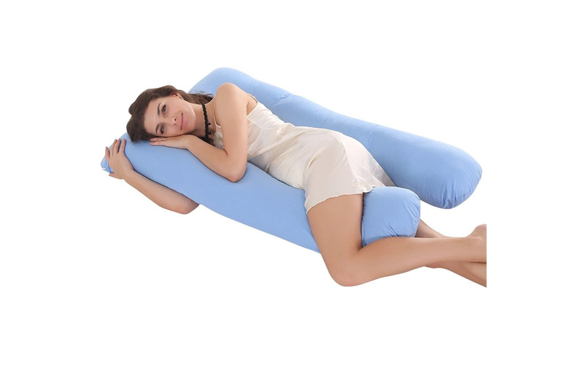 Side view of Maternity Pillow Pregnancy Pillow showing soft polyester filling