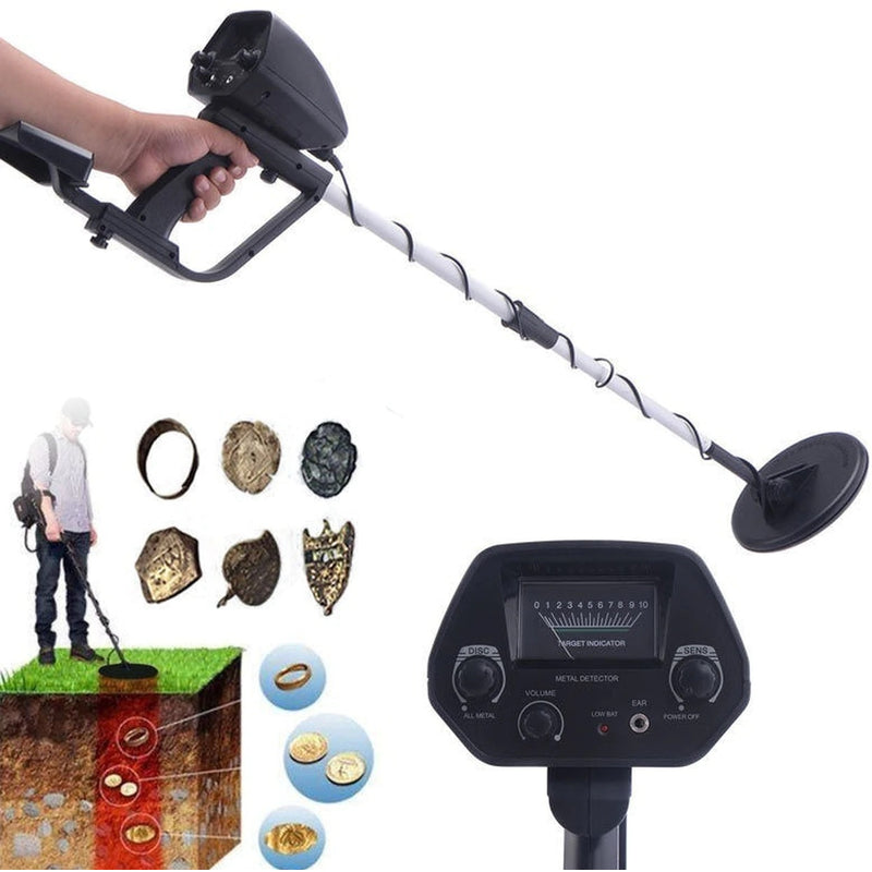 Metal detector waterproof showing adjustable black stem