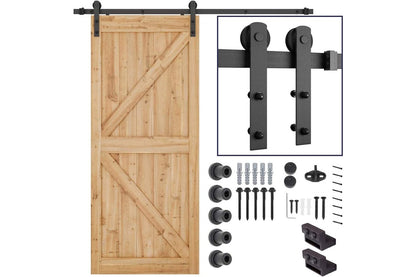 Side view of barn door hardware showing nylon wheels and bearings