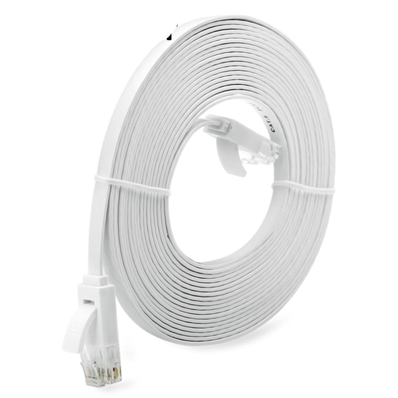 Ethernet network cable flat Cat 6A 15 metre white full length