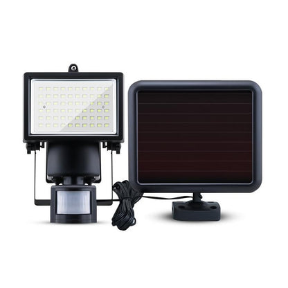 Solar sensor LED flood light showing natural white illumination