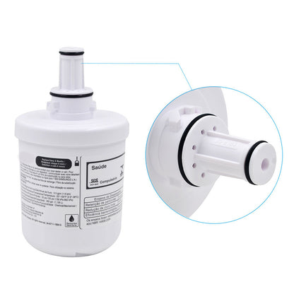 Samsung fridge water filter replacement showing front view in white