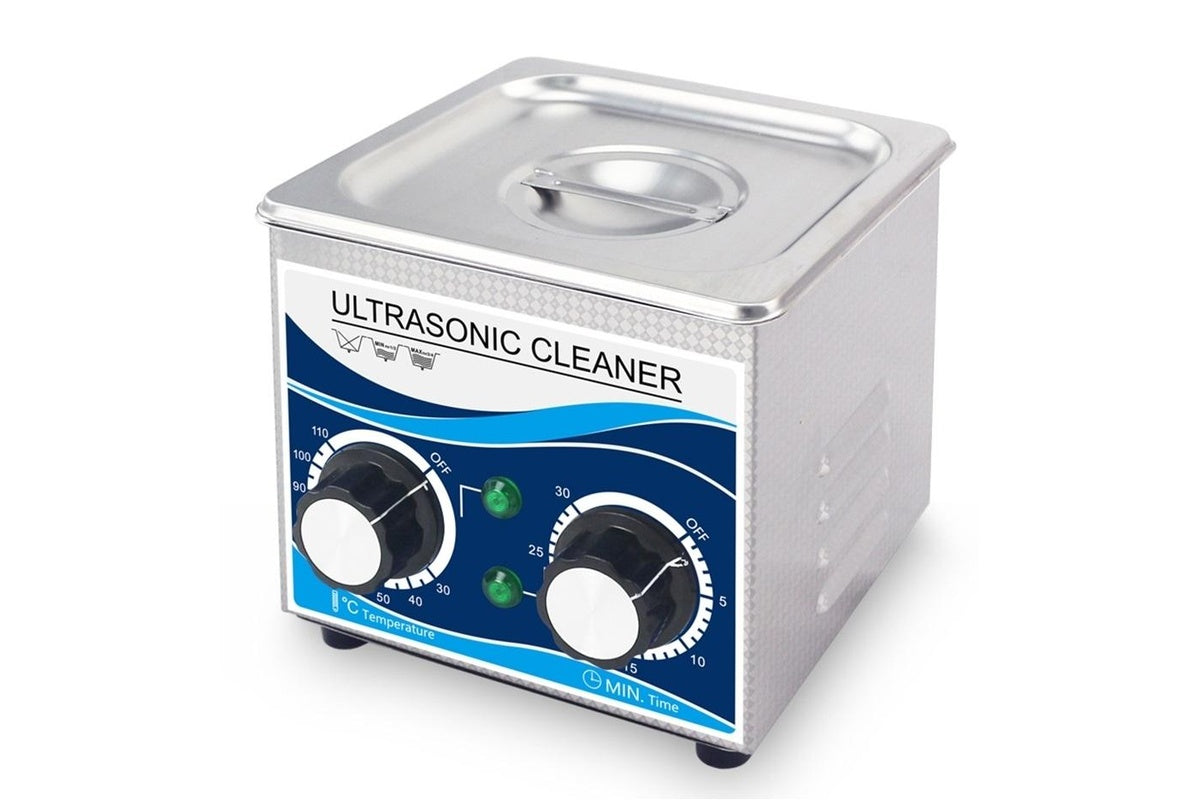 Side view of ultrasonic cleaner 13L with control timer