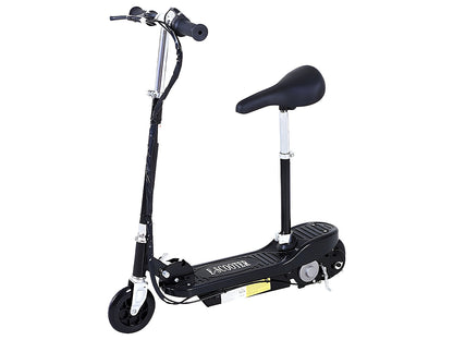 Close up of electric scooter black with chair handle and brake