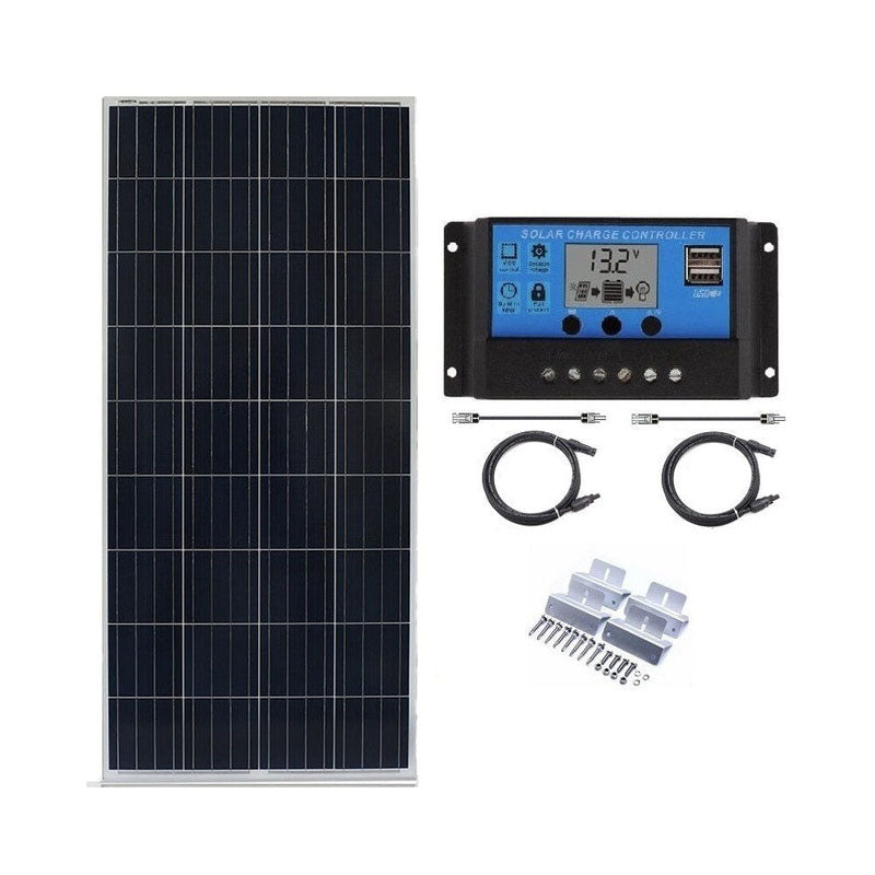 200W solar panel kit front view with silver frame