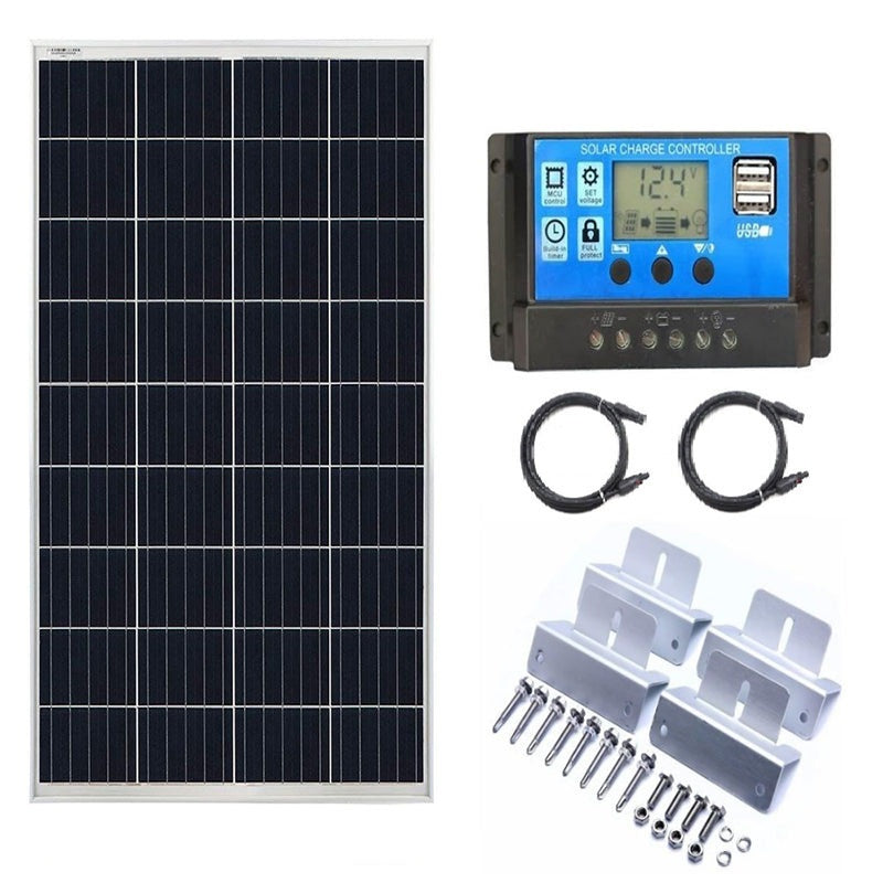 150W solar panel kit front view with silver frame