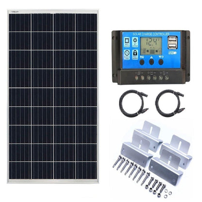 150W solar panel kit front view with silver frame