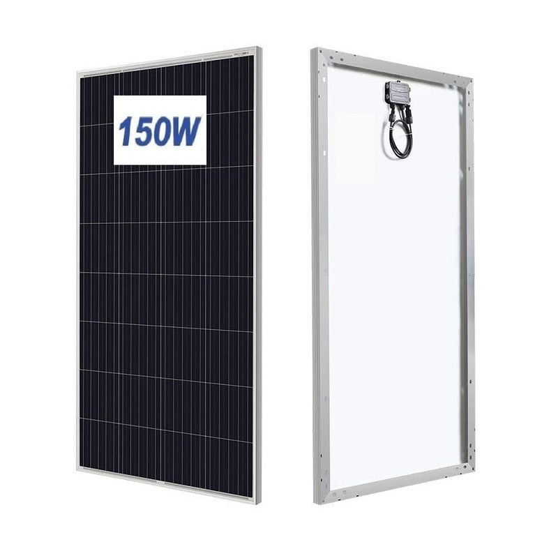 150W polycrystalline solar panel front view with aluminium frame