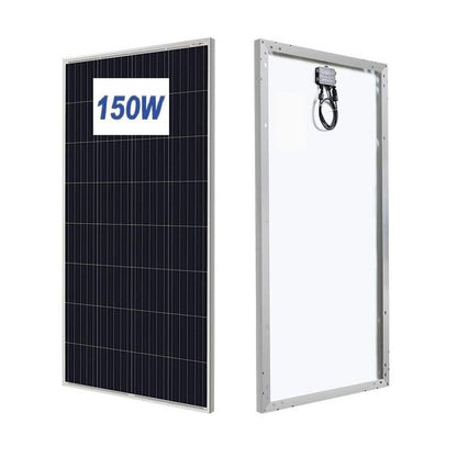 150W polycrystalline solar panel front view with aluminium frame