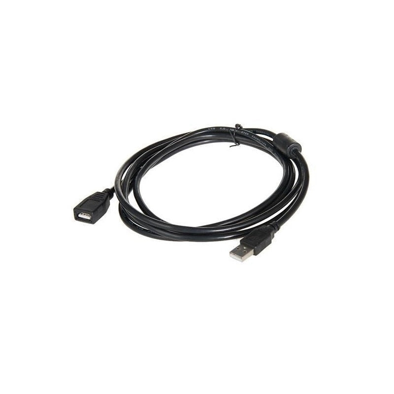 USB extension cable 3 metre in black showing male USB connector