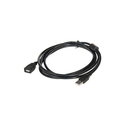 USB extension cable 3 metre in black showing male USB connector