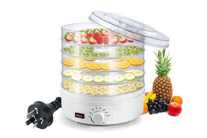 Food dehydrator side view highlighting adjustable thermostat dial