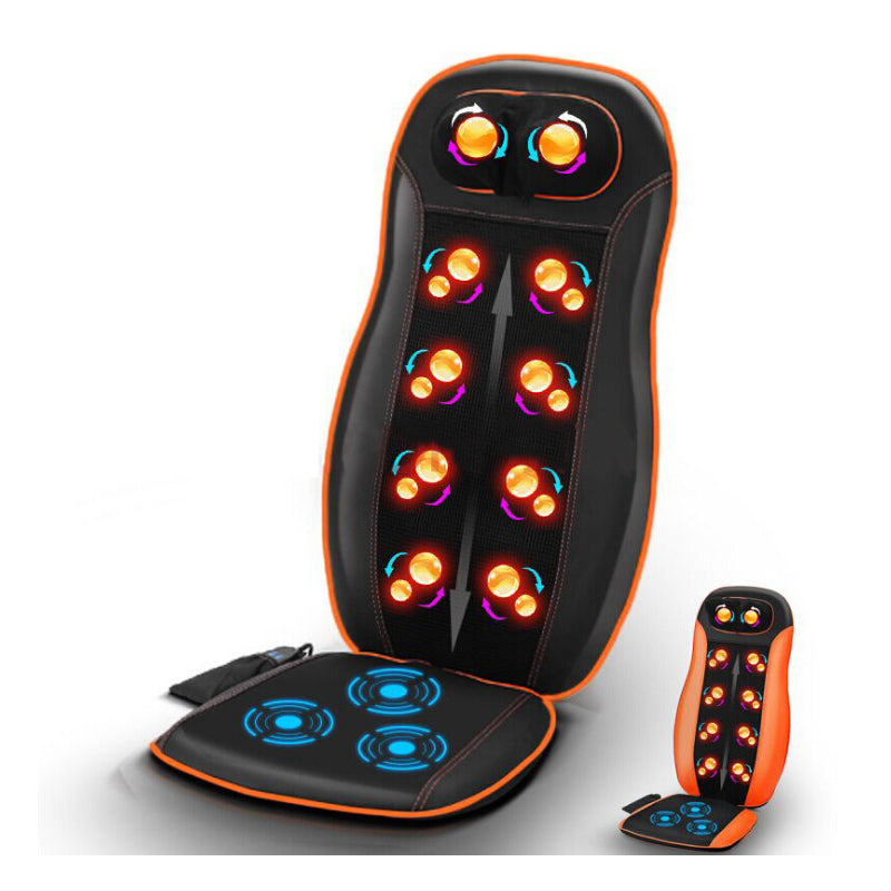 Car seat massager cushion showing full body coverage in brown leather