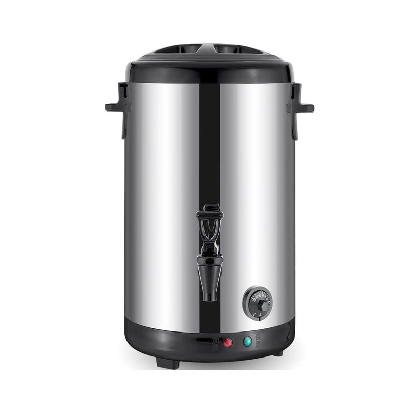 Hot water urn 12L stainless steel cover close up
