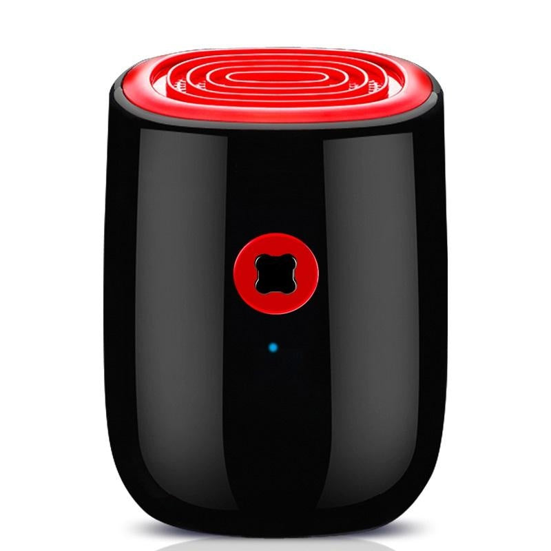 Portable dehumidifier showing front view with control button