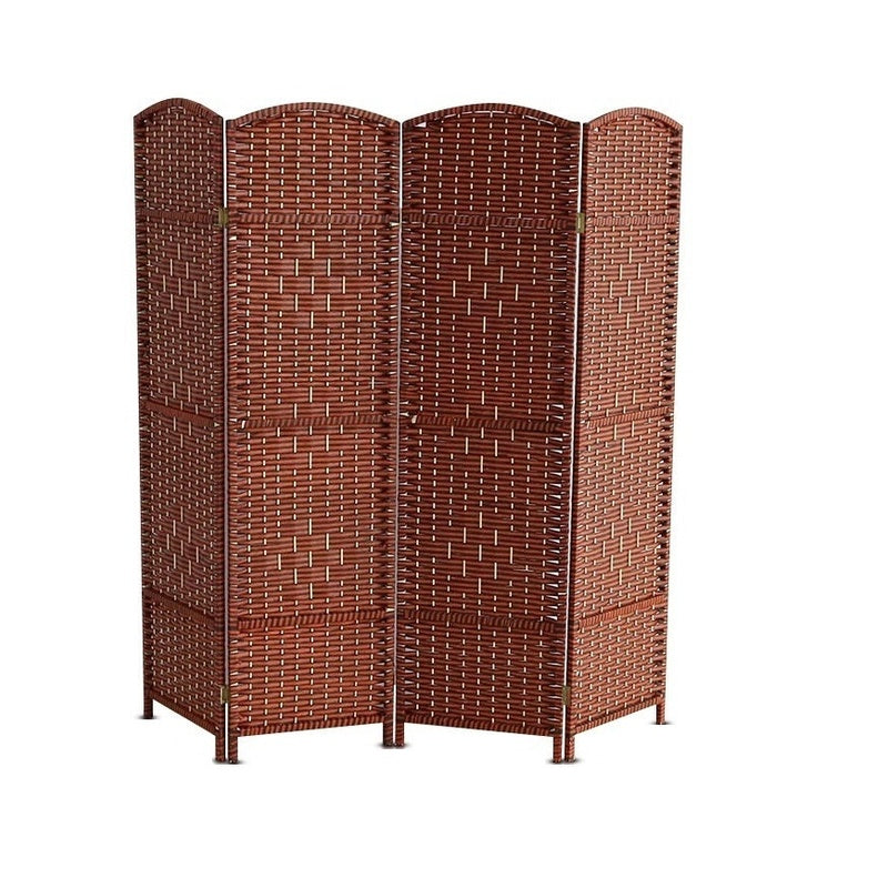 Room divider folding screen showing four pinewood panels