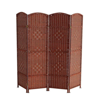 Room divider folding screen showing four pinewood panels
