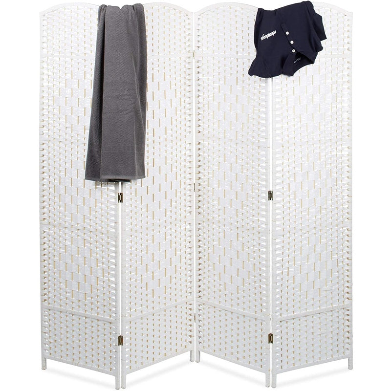 Room divider folding screen showing solid pinewood frame