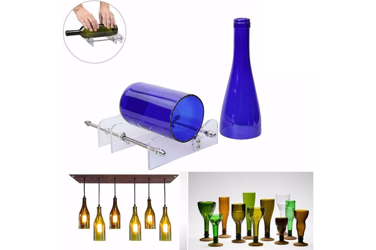 Close-up of stainless steel blade on glass bottle cutter