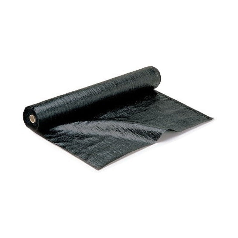 Weed matting 2m x 50m black fabric laid flat in garden