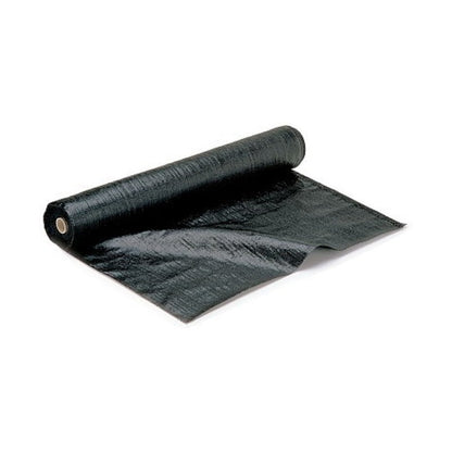 Weed matting 2m x 50m black fabric laid flat in garden