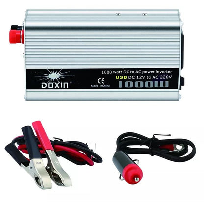 Car inverter 12V to 230V 1000W front view showing USB port