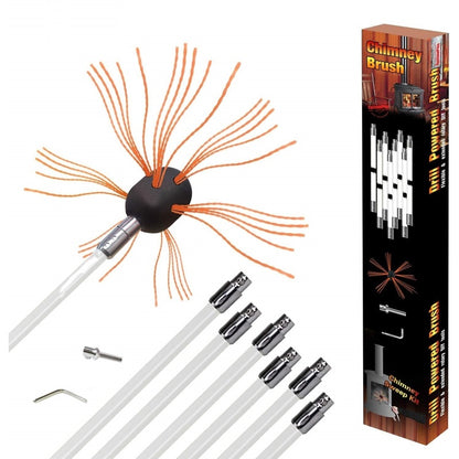 Flexible dryer vent chimney cleaner kit showing nylon brush head
