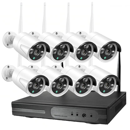 Wireless security camera system showing front view of NVR unit