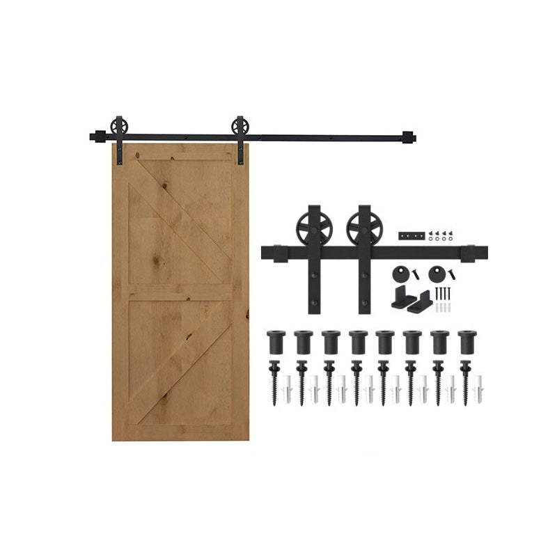 Barn door hardware 183M black steel sliding track side view