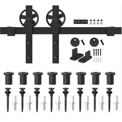 Barn door hardware 2M black steel track side view
