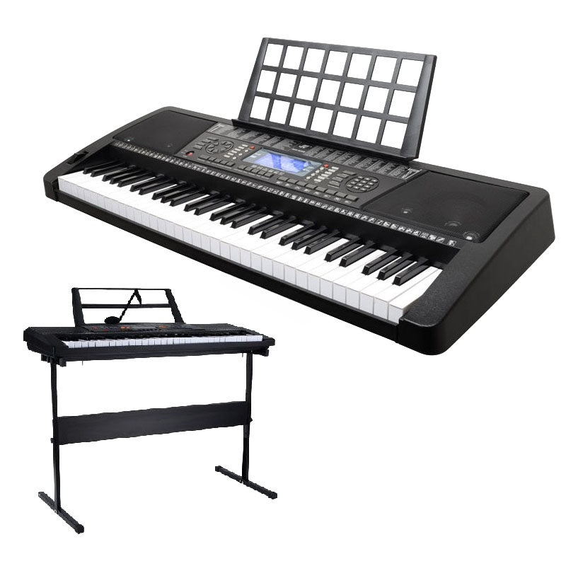 Electronic keyboard piano 61 keys front view with stand