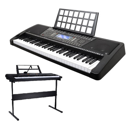 Electronic keyboard piano 61 keys front view with stand