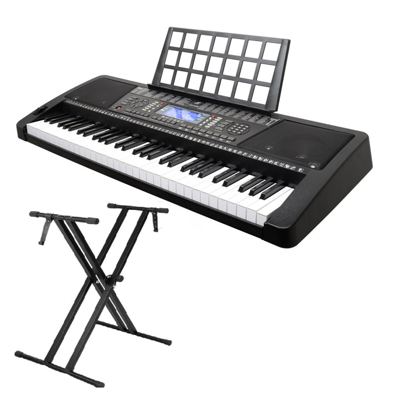 61 key electronic piano keyboard front view with stand