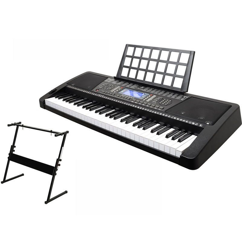 Electric keyboard piano showing full 61 keys in black and white