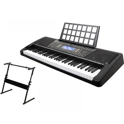 Electric keyboard piano showing full 61 keys in black and white