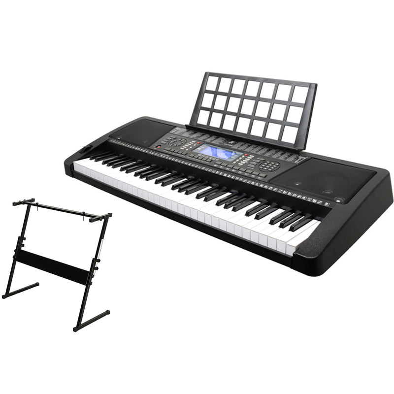 Electronic keyboard piano 61 keys front view with silver body