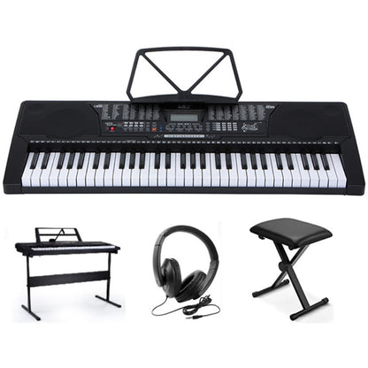 Electronic piano keyboard front view with 61 standard keys