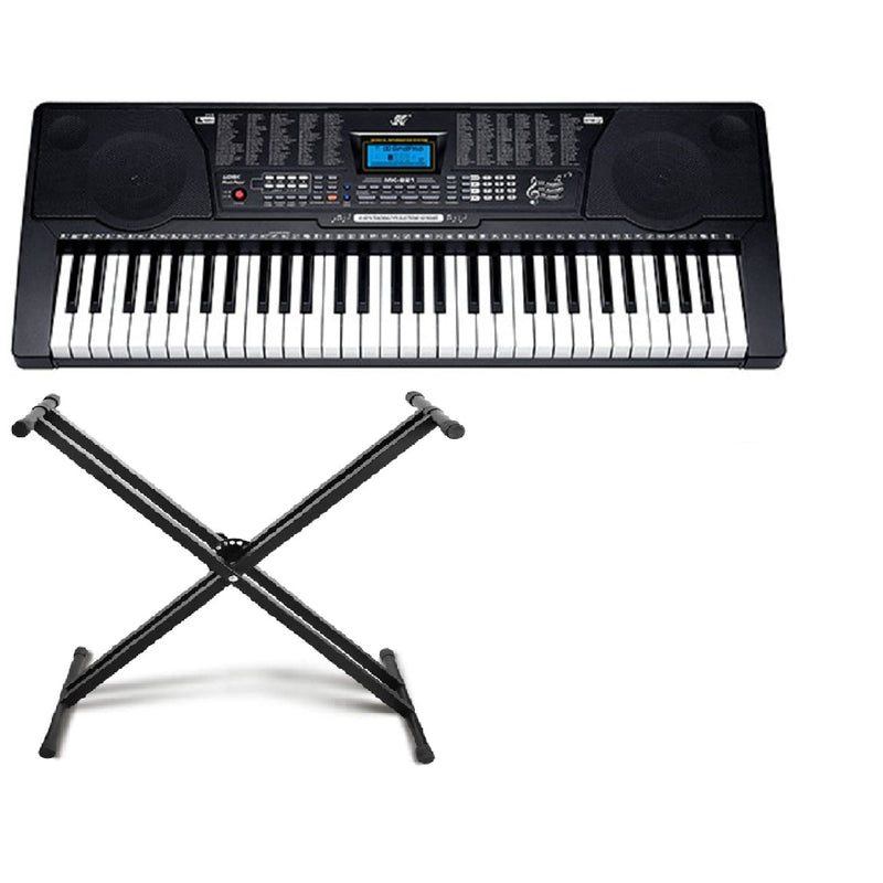 Electric keyboard piano front view showing 61 keys