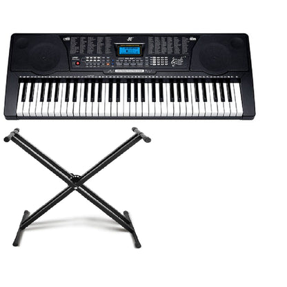 Electric keyboard piano front view showing 61 keys