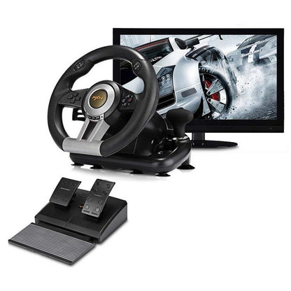 Racing wheel steering wheel for PS4 showing black USB design
