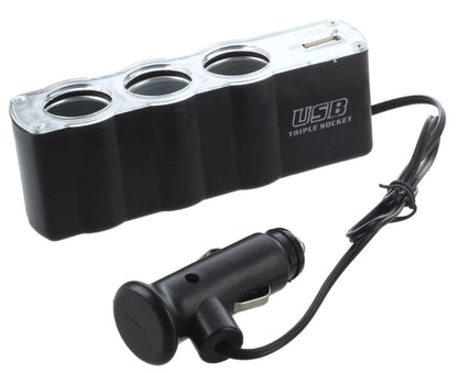 Car Cigarette Lighter Multi Socket Splitter 3 Way USB Charger Port