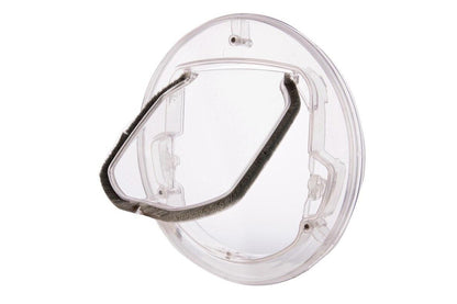 Close up of cat door made from solid PC material