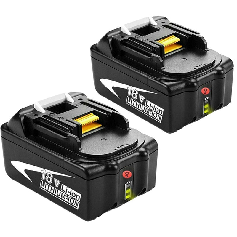 Replacement Makita 18V battery showing front view with label
