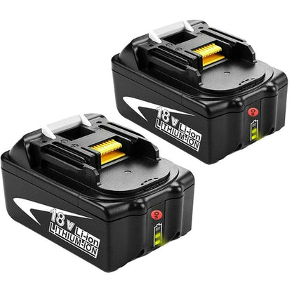 Replacement Makita 18V battery showing front view with label