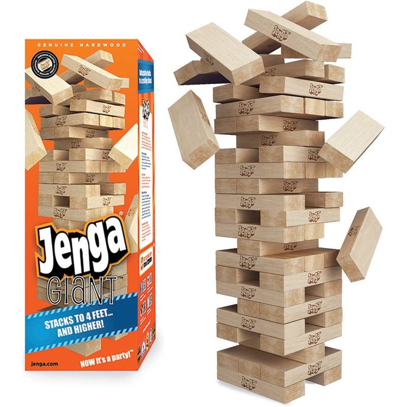 Jenga Giant Family Edition hardwood blocks stacked tall