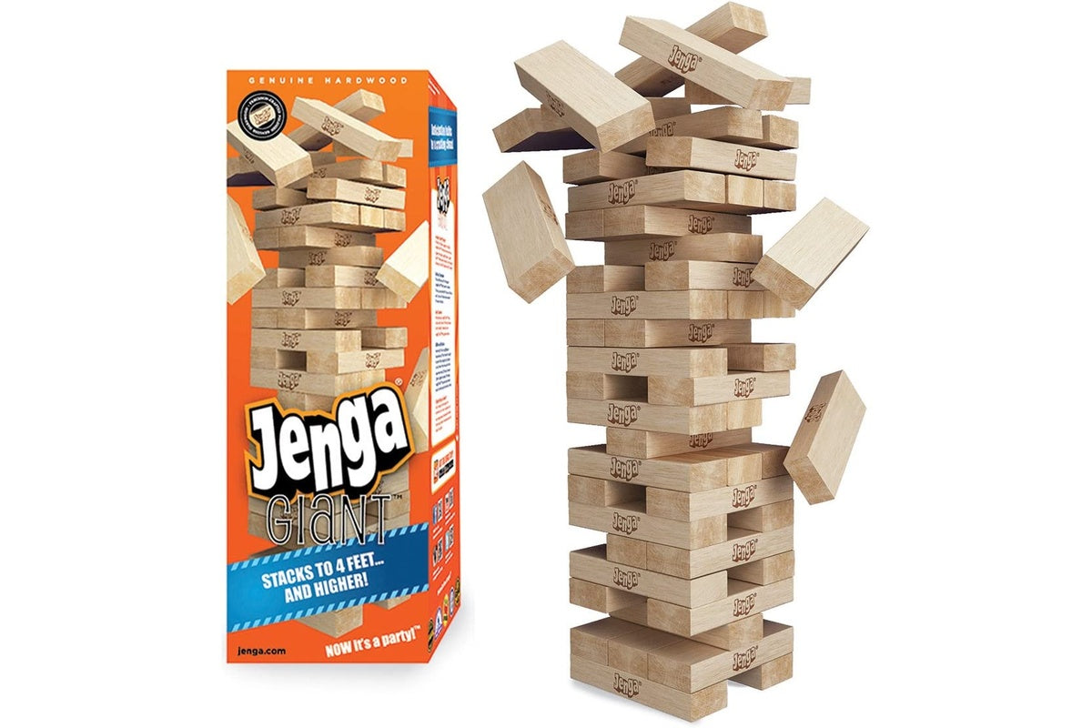 Close up of smooth polished hardwood blocks in Jenga Giant