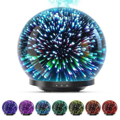 3D glass humidifier showing multicolour LED night light
