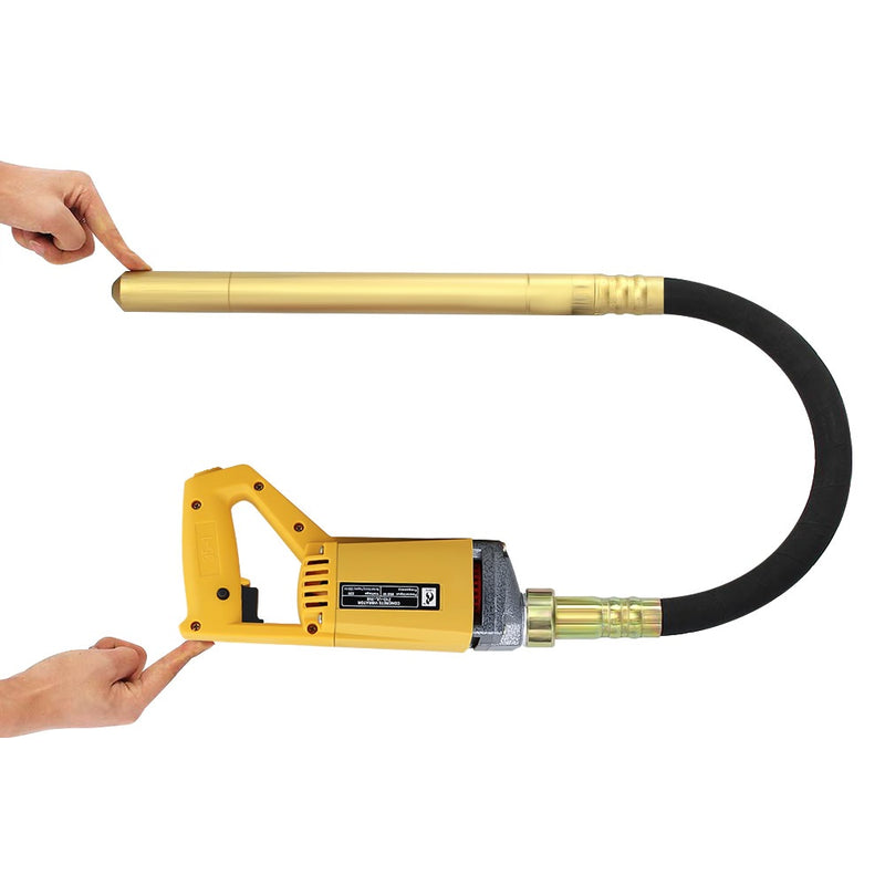 Portable concrete cement mixer with flexible hose showing aluminium head