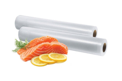 Close up of vacuum sealer bags roll with smooth sealing edge