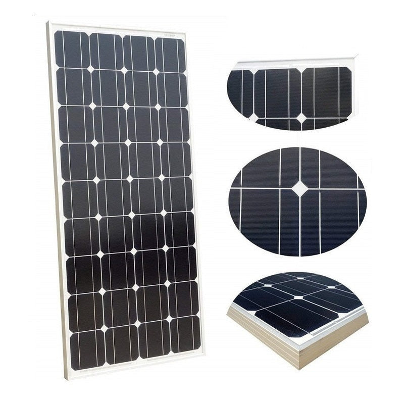 Mono solar panel 120W showing silver frame and flat design